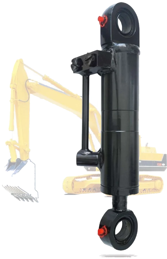 Excavator hydraulic cylinder with eye mounts